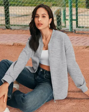 MEROKEETY Long Sleeve Zip Up Casual Sweatshirts Jacket