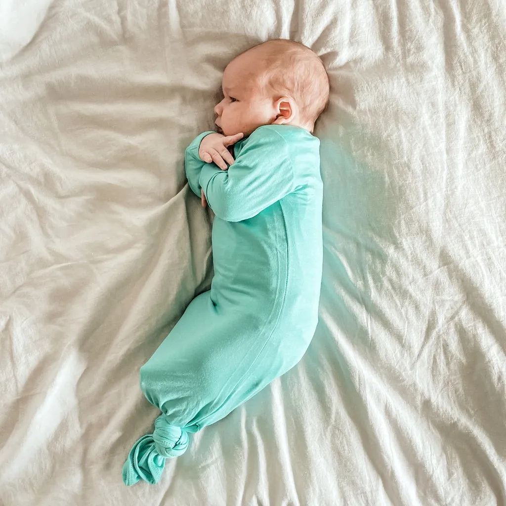 Mint Knotted PREEMIE Gown and Knot Cap