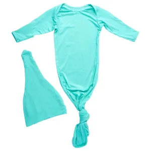 Mint Knotted PREEMIE Gown and Knot Cap