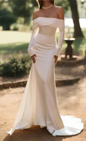 Modern Elegance Satin Mermaid Wedding Gown All Sizes