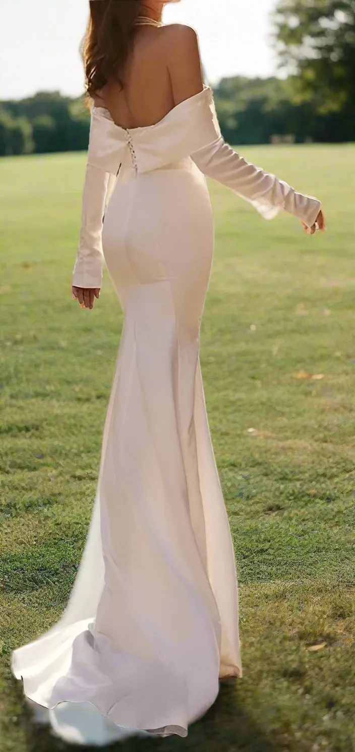 Modern Elegance Satin Mermaid Wedding Gown All Sizes