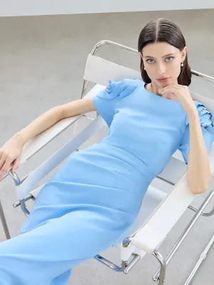 Monet Sky Blue Rosette Sleeve Gown