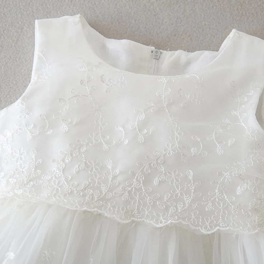 New Born Baby Girl Christening Gowns Bonnet Cape Ruffle Lace Dress