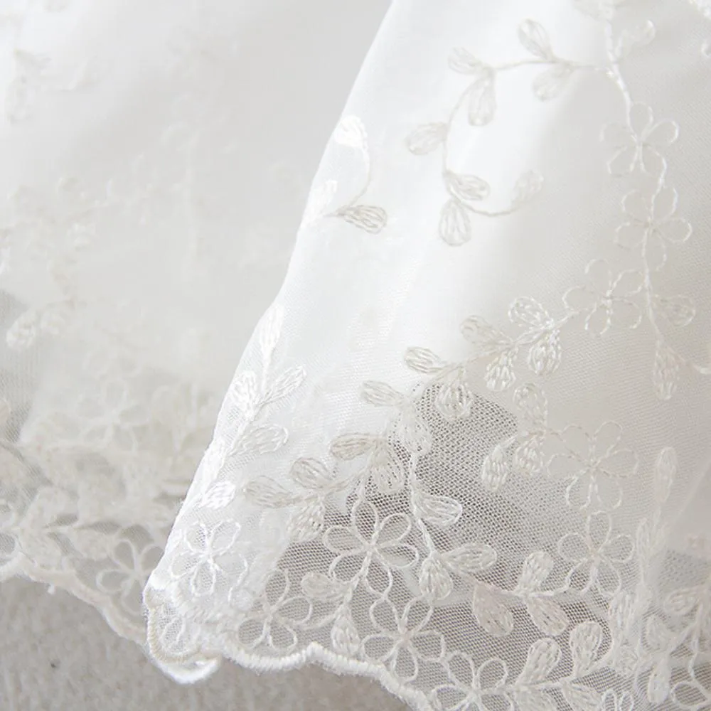 New Born Baby Girl Christening Gowns Bonnet Cape Ruffle Lace Dress