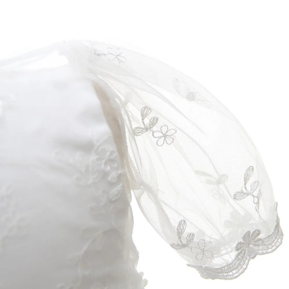 New Born Baby Girl Christening Gowns Bonnet Cape Ruffle Lace Dress