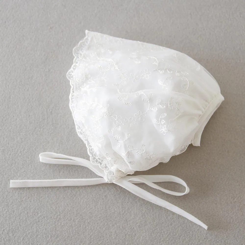 New Born Baby Girl Christening Gowns Bonnet Cape Ruffle Lace Dress