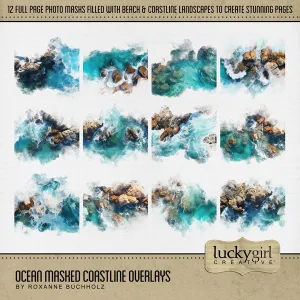 Ocean Masked Coastline Overlays Digital Scrapbook Kit