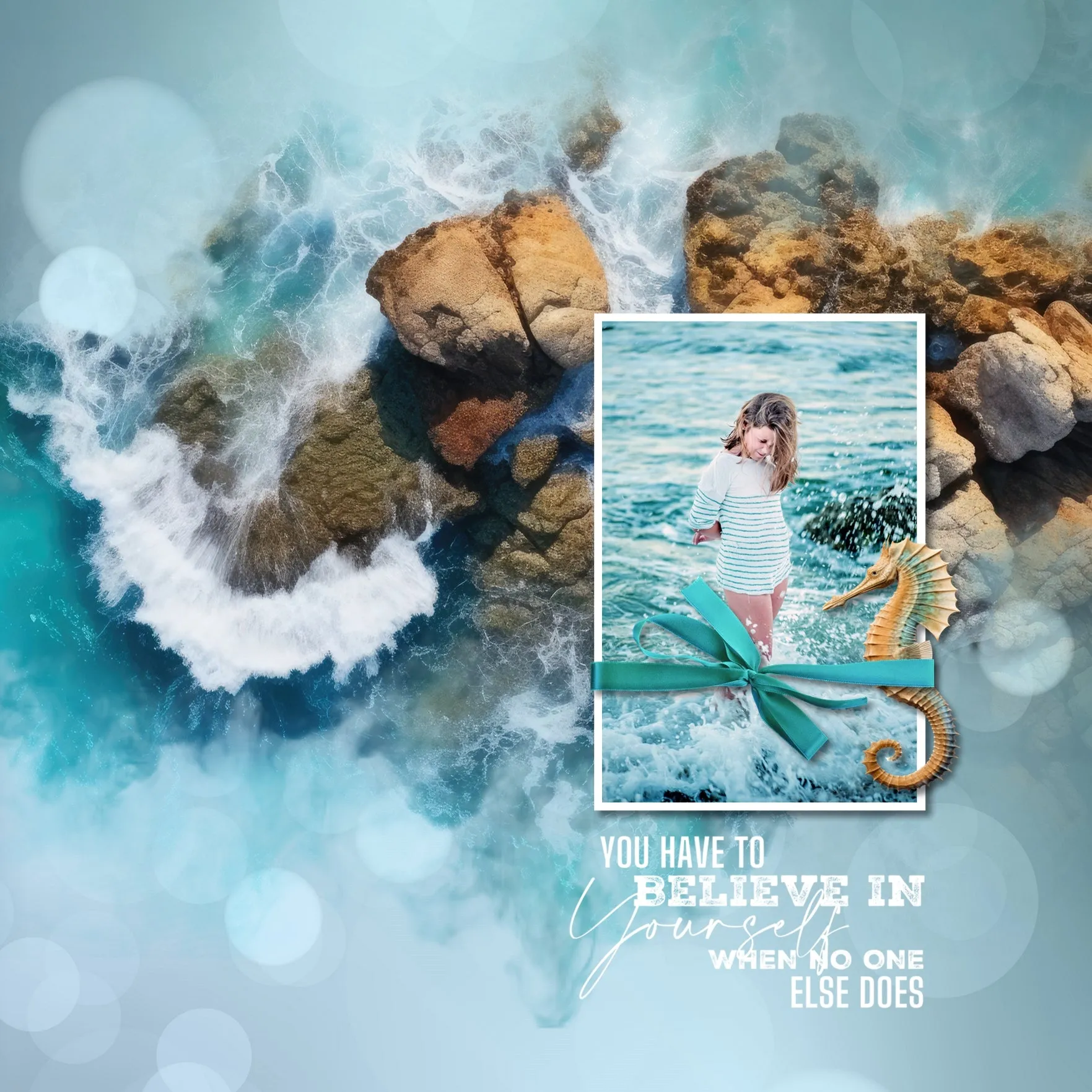 Ocean Masked Coastline Overlays Digital Scrapbook Kit