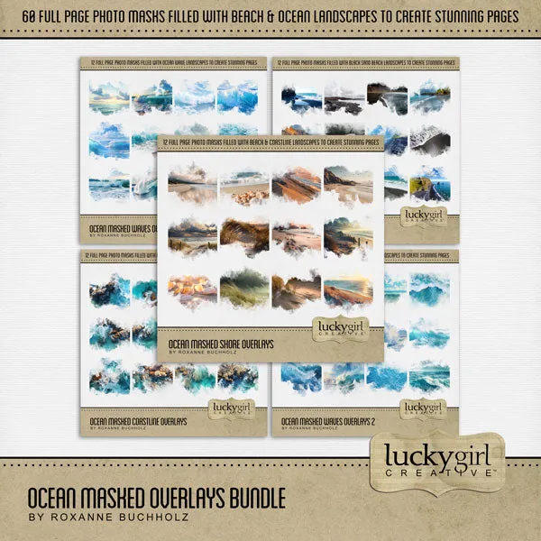 Ocean Masked Coastline Overlays Digital Scrapbook Kit
