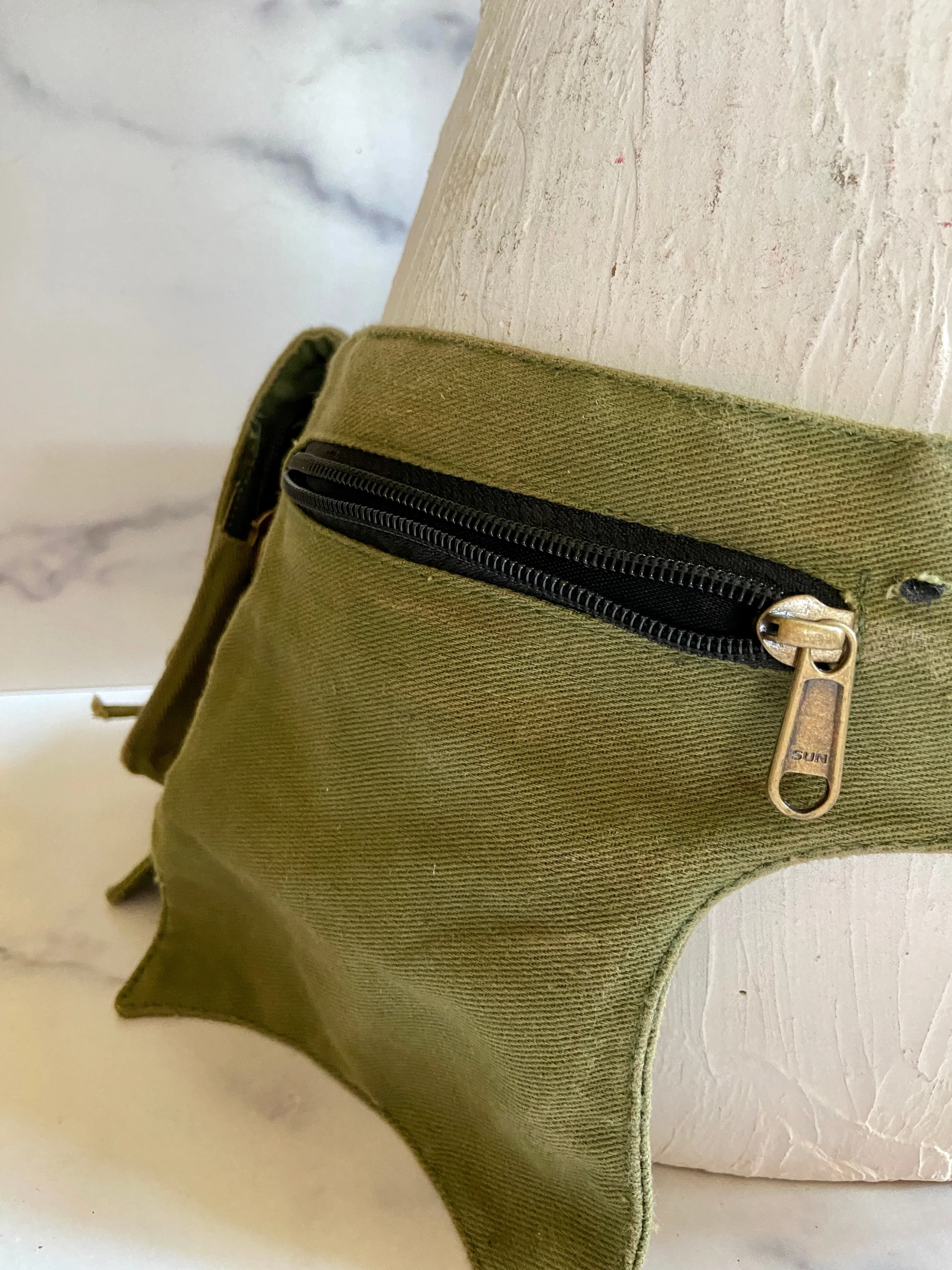 Olive green pocket belt