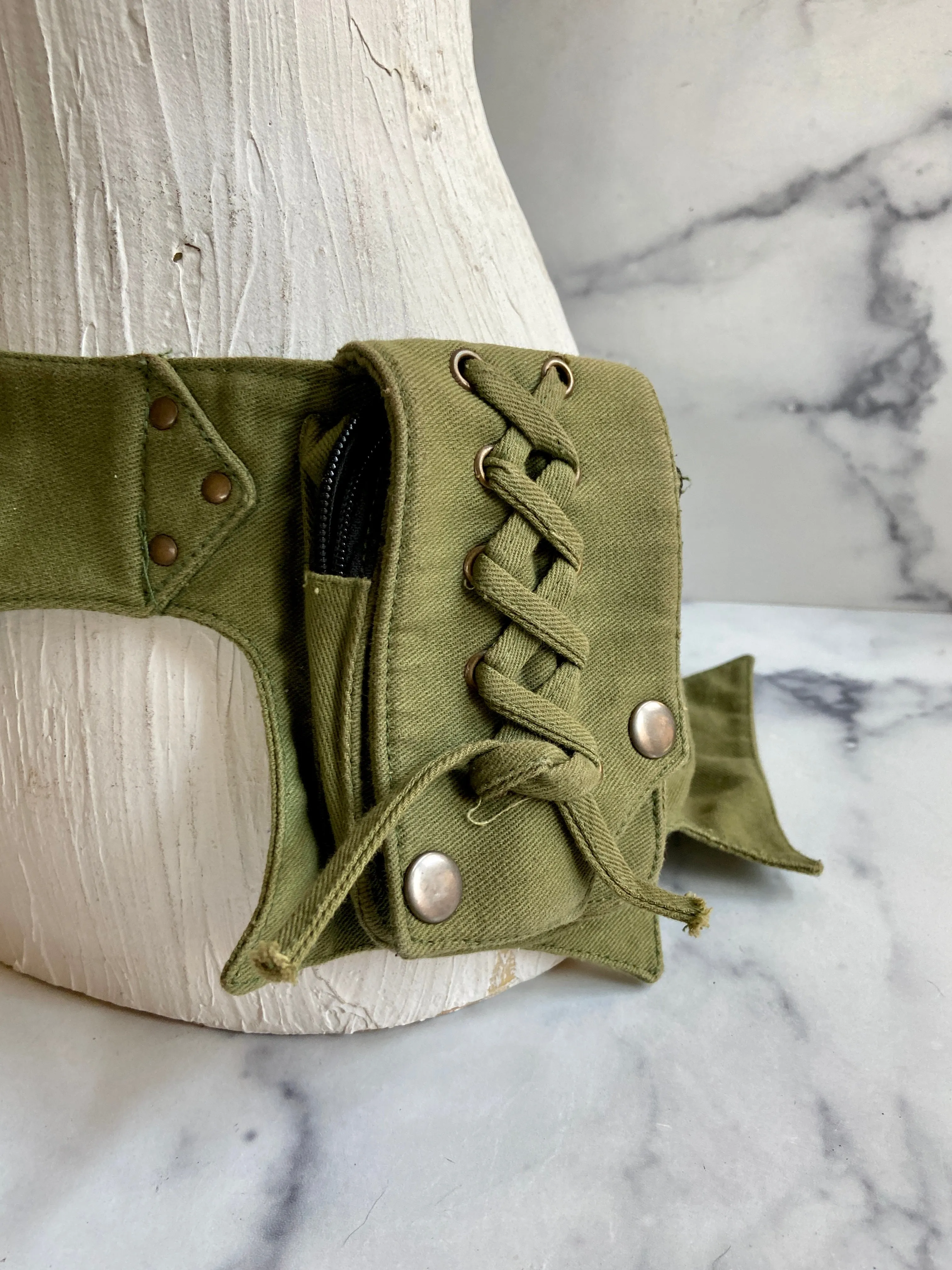 Olive green pocket belt