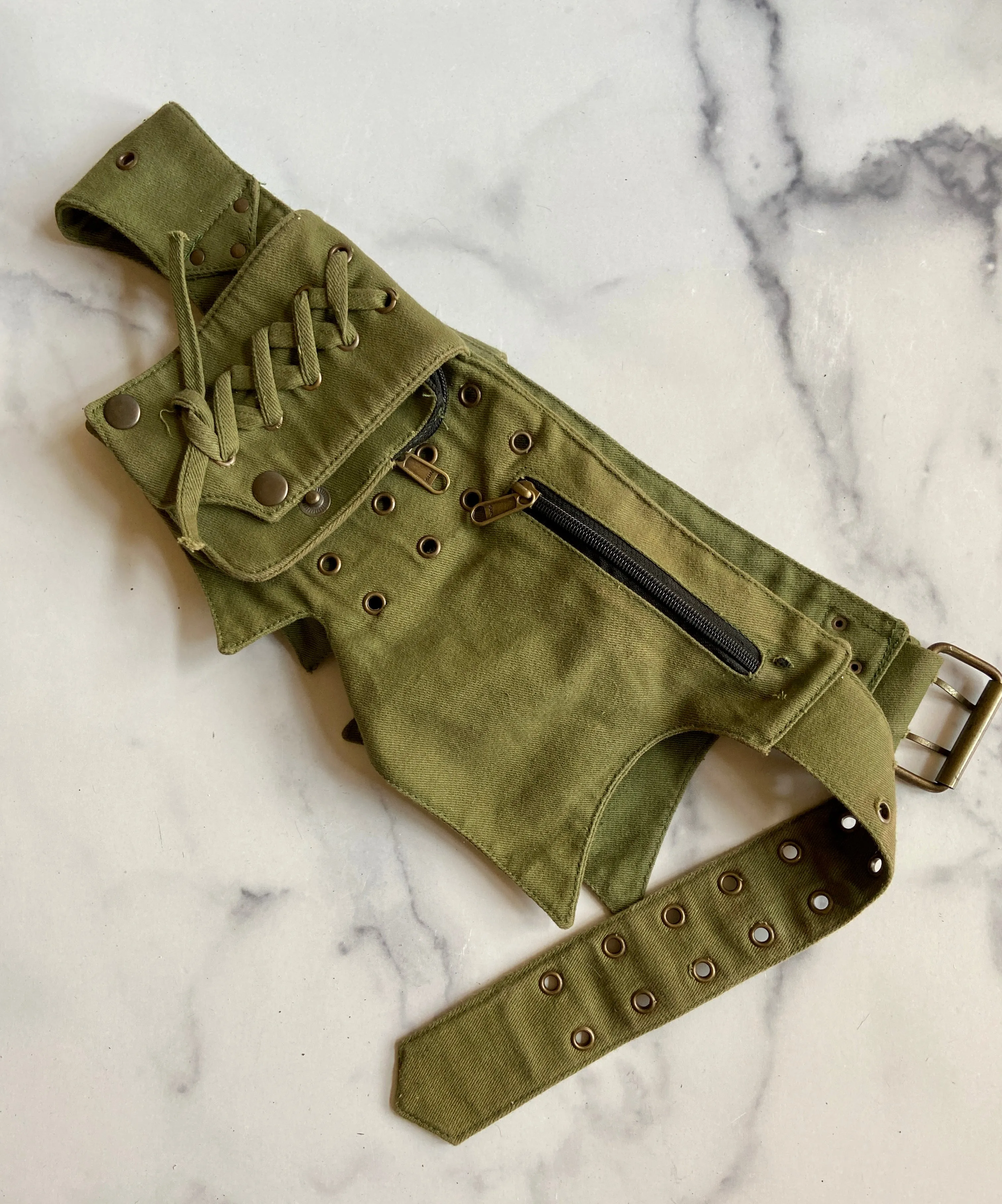 Olive green pocket belt