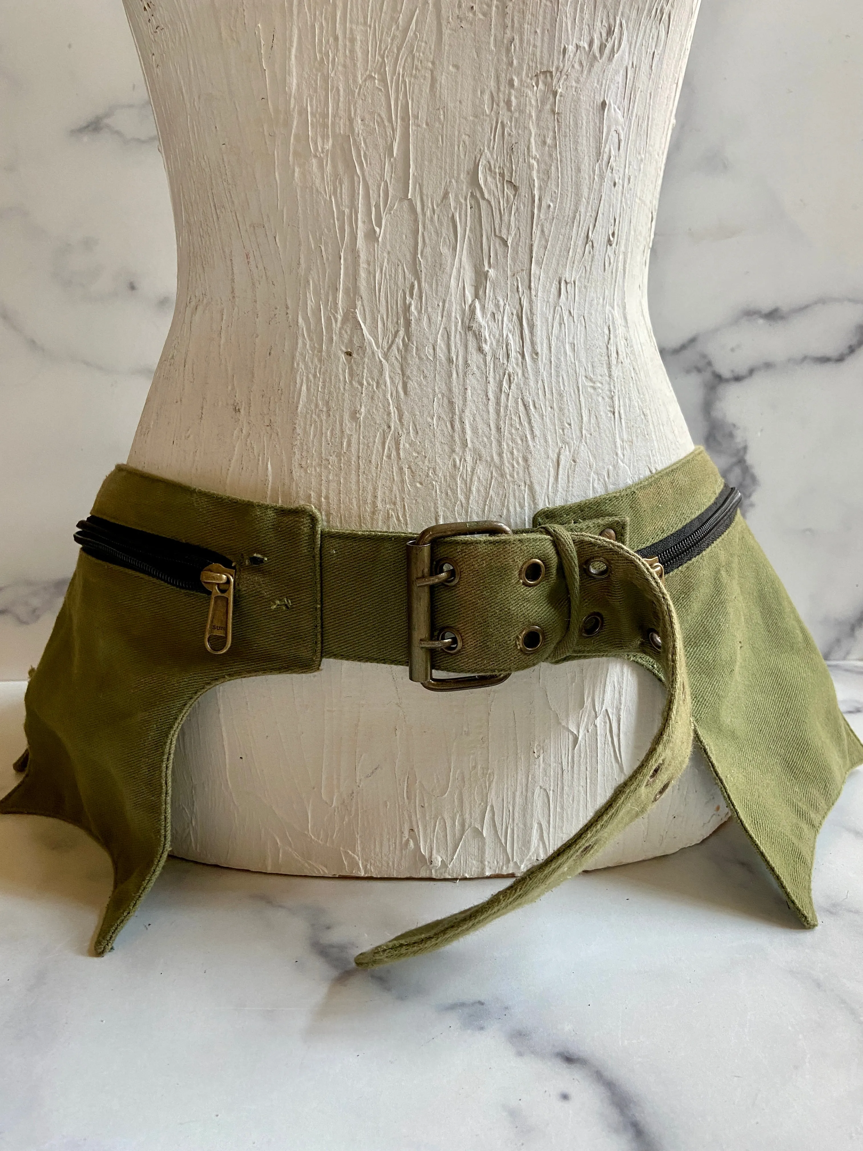 Olive green pocket belt