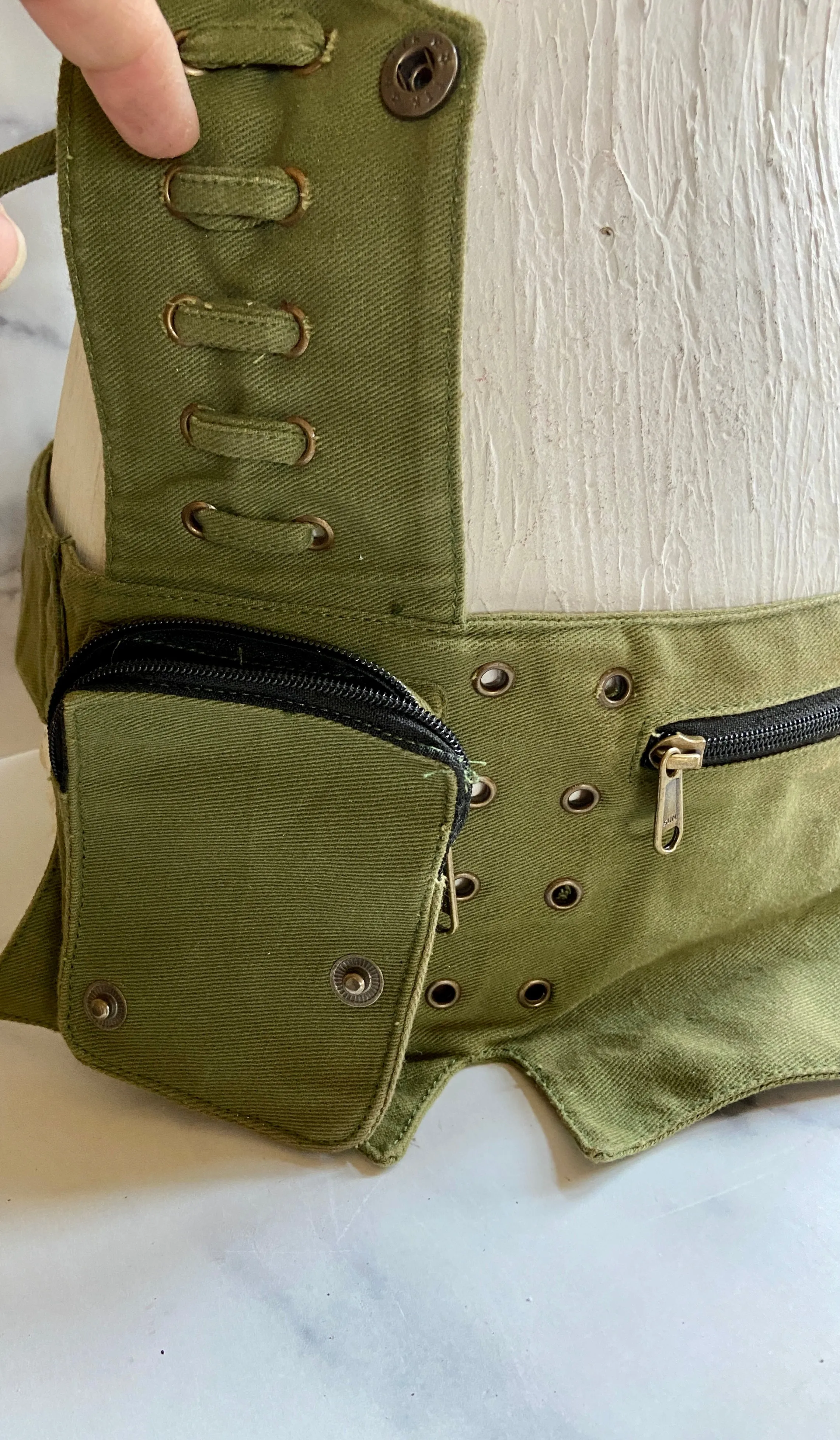 Olive green pocket belt