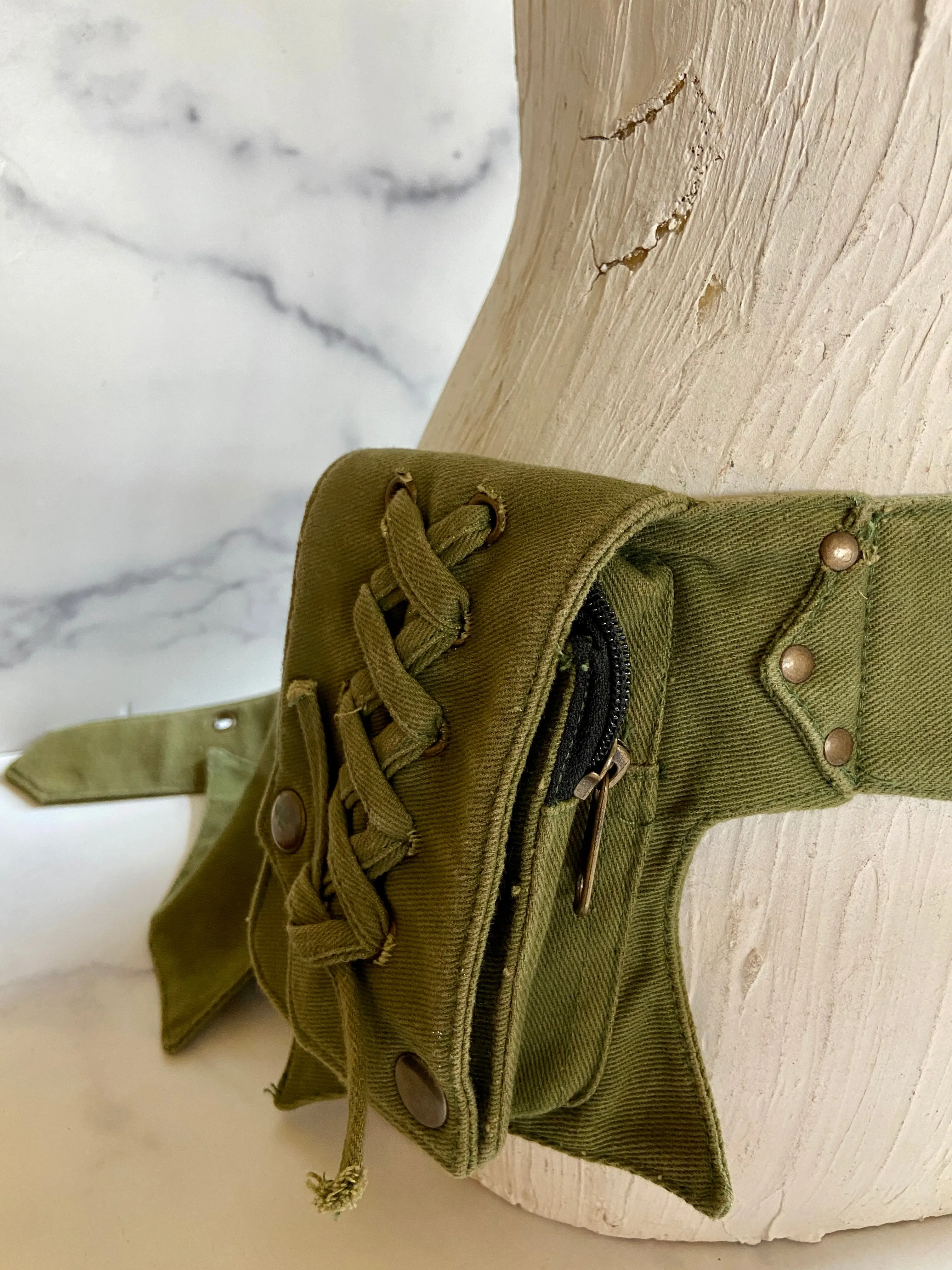 Olive green pocket belt