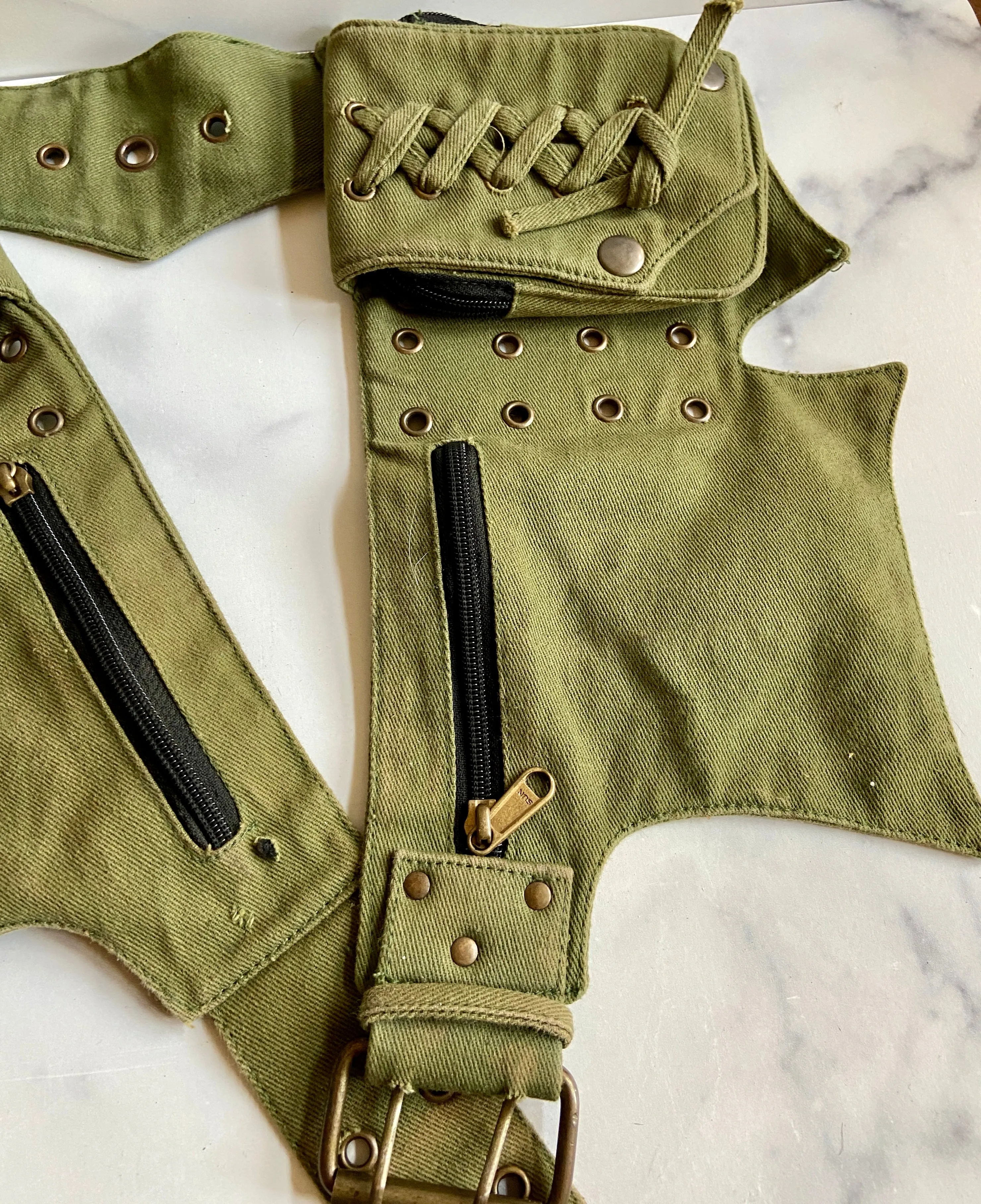 Olive green pocket belt