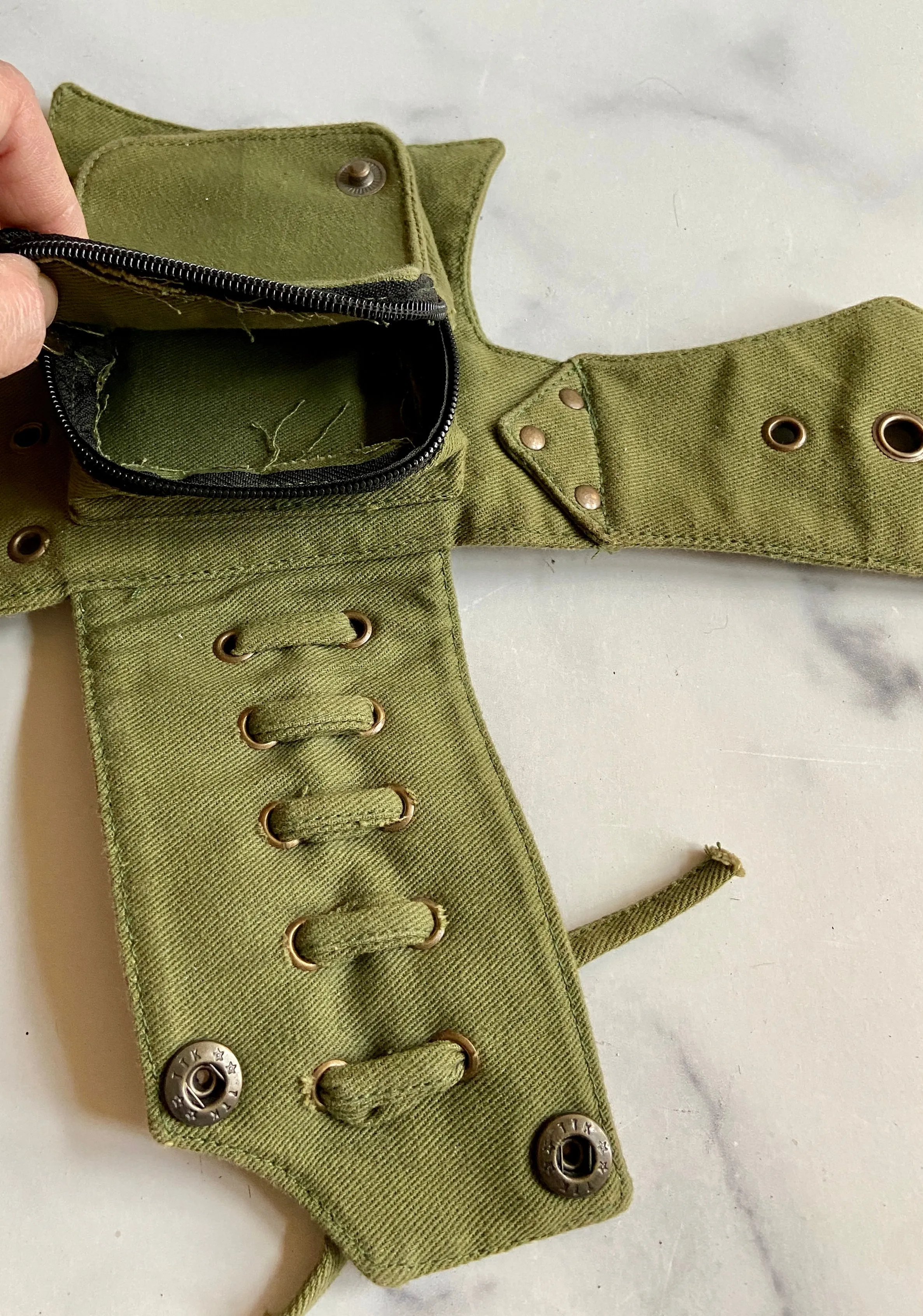Olive green pocket belt