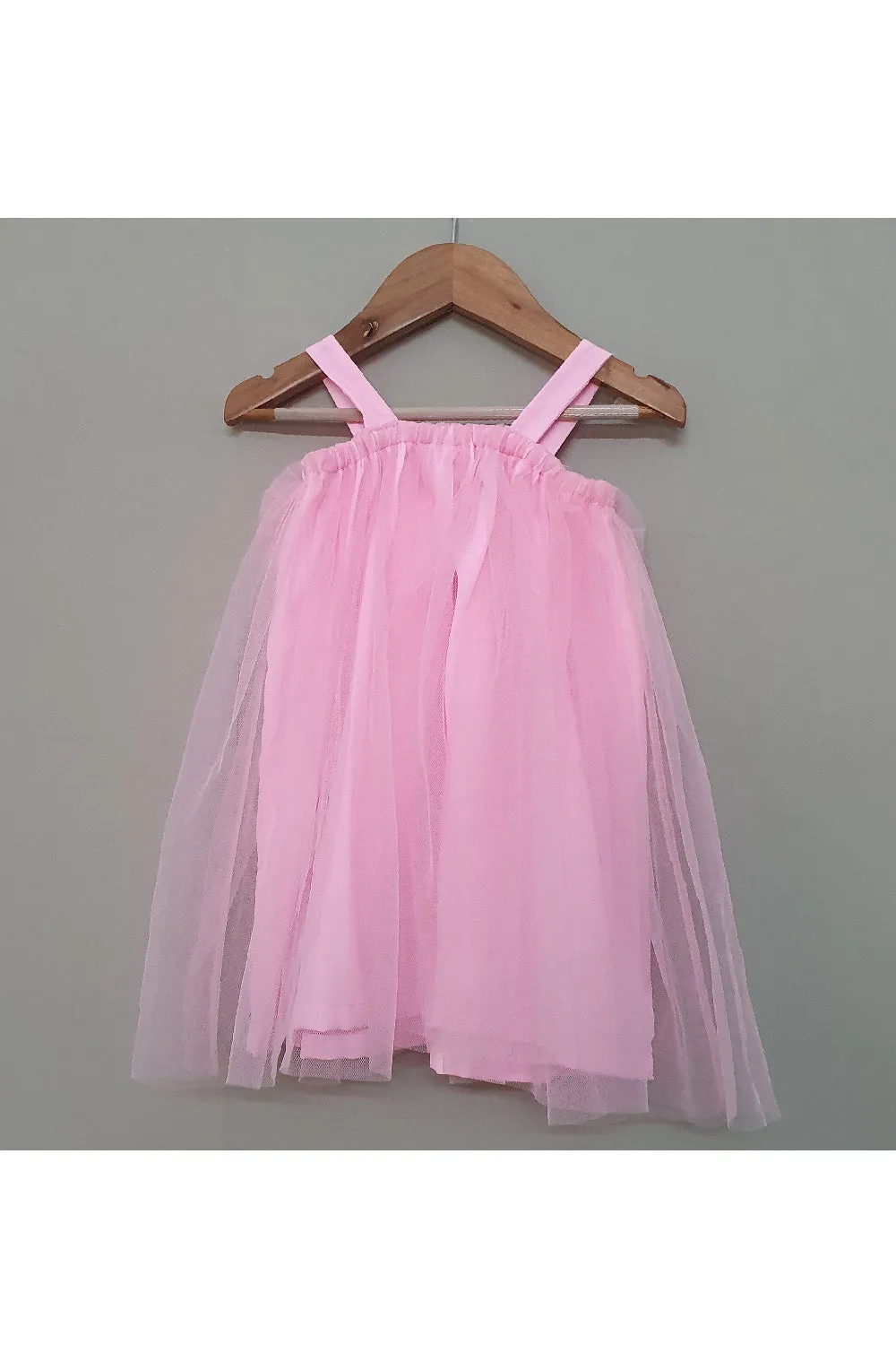 Pink Floral Detailing Net Sleeveless Dress