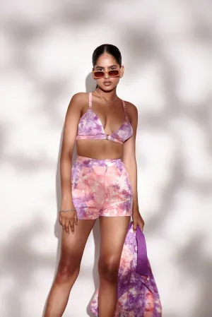 Pink Tie & Dye Twill Bralette Top