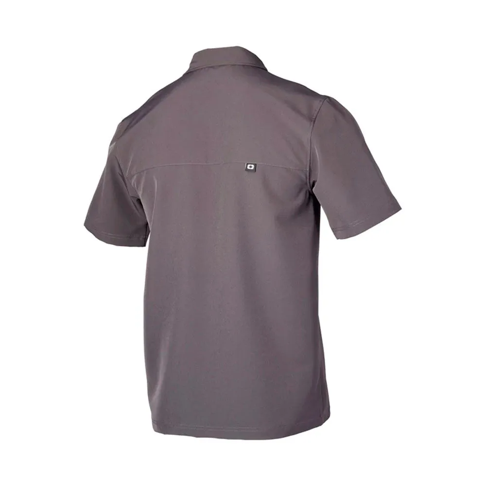 Polaris  Mens Gray Pit Shirt Button Up Tee Short Sleeve Polyester Spandex Casual