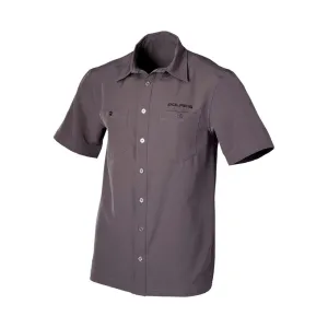Polaris  Mens Gray Pit Shirt Button Up Tee Short Sleeve Polyester Spandex Casual