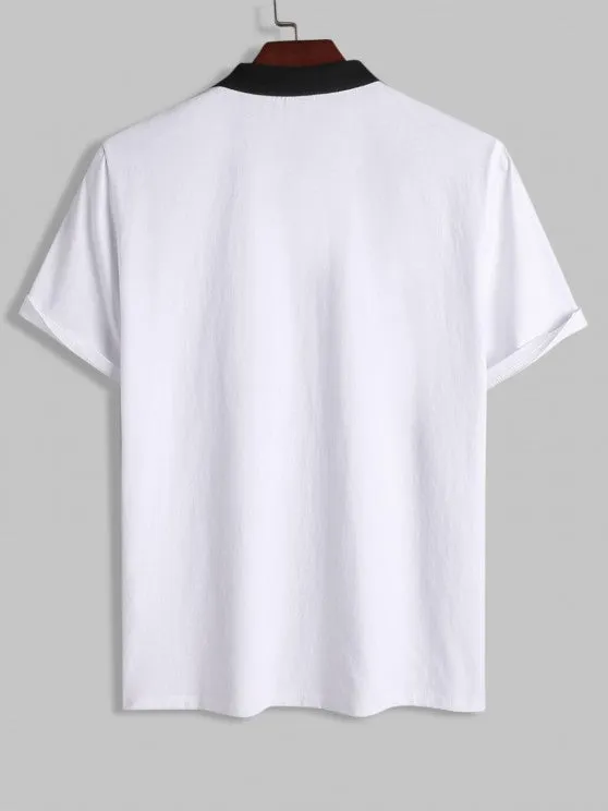 Polo Collared T-shirt And Striped Shorts