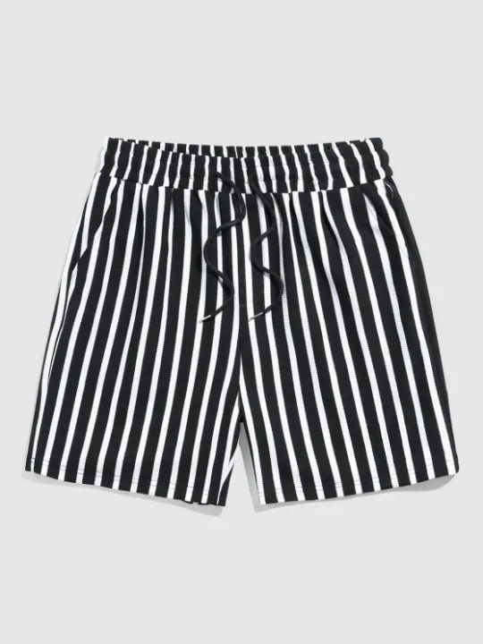 Polo Collared T-shirt And Striped Shorts