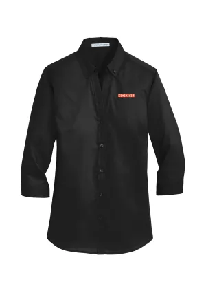 Port Authority Ladies 3/4-Sleeve Twill Shirt, Black [Fooda Manager]