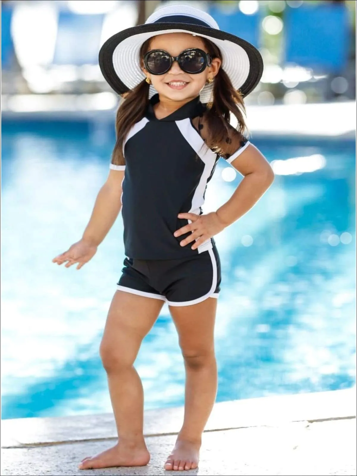 Precious Polka Dot Rash Guard Two Piece Swimsuit