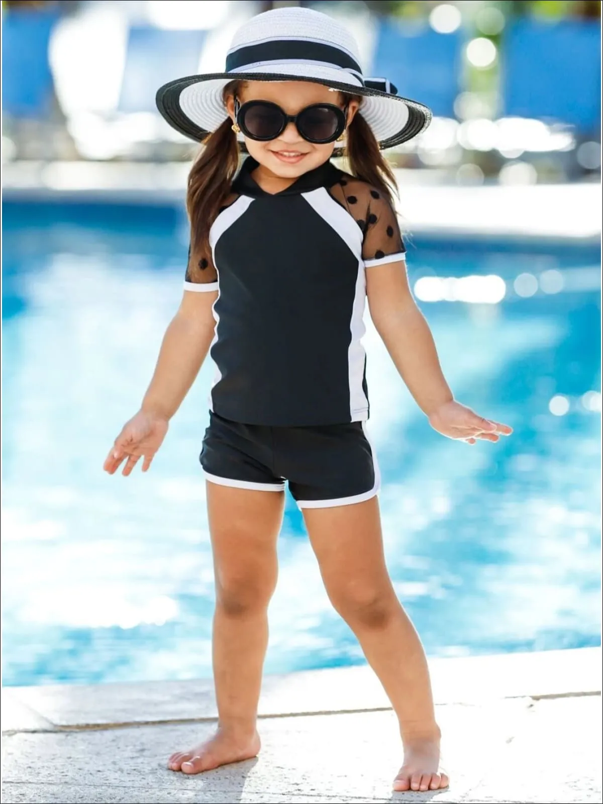 Precious Polka Dot Rash Guard Two Piece Swimsuit