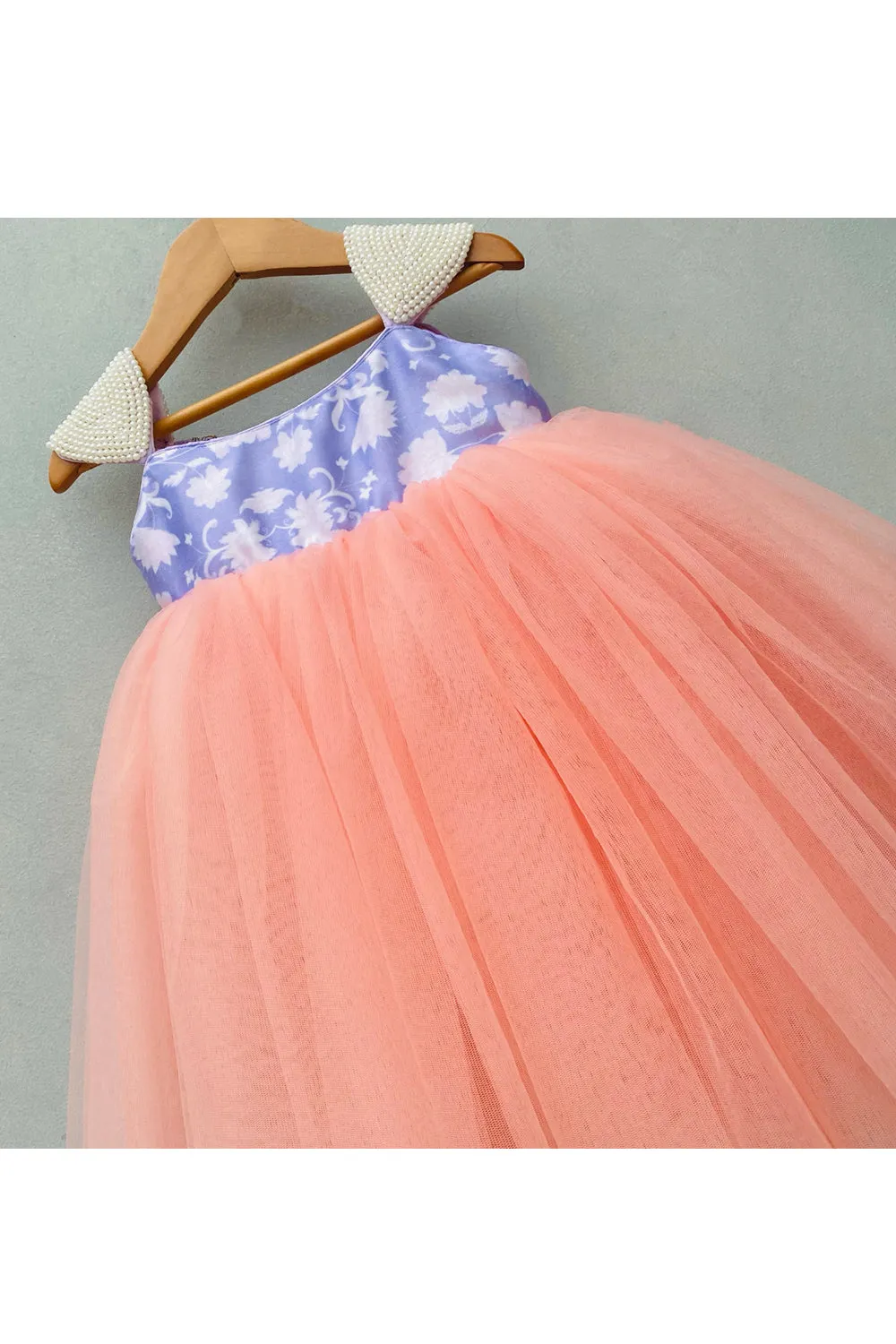 Printed sleeveless beads net dress