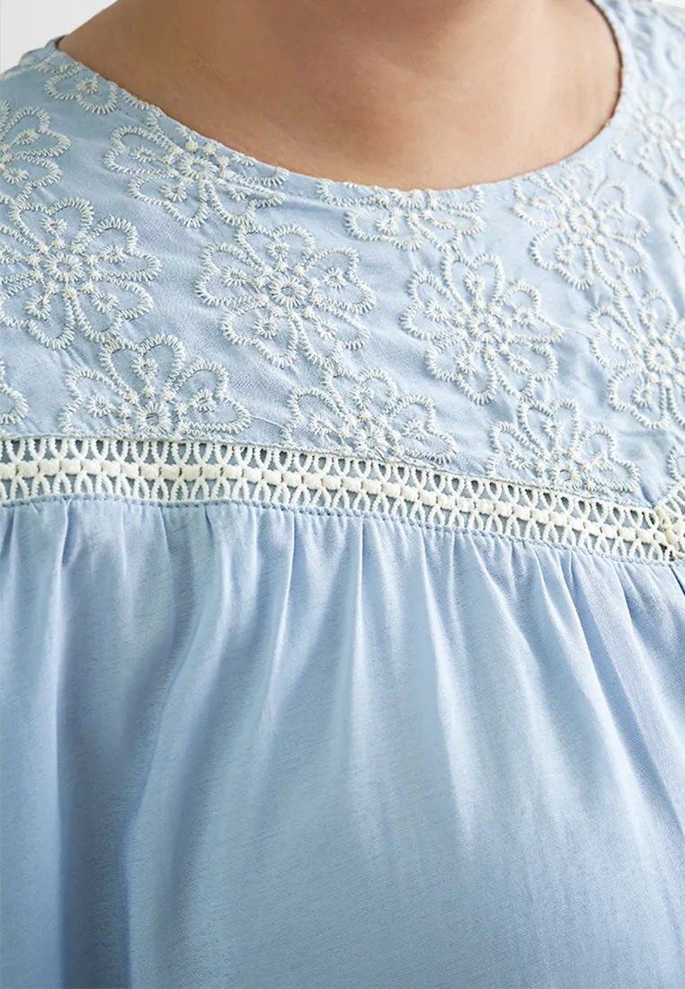 Raina Tropical Escape Embroidery Blouse