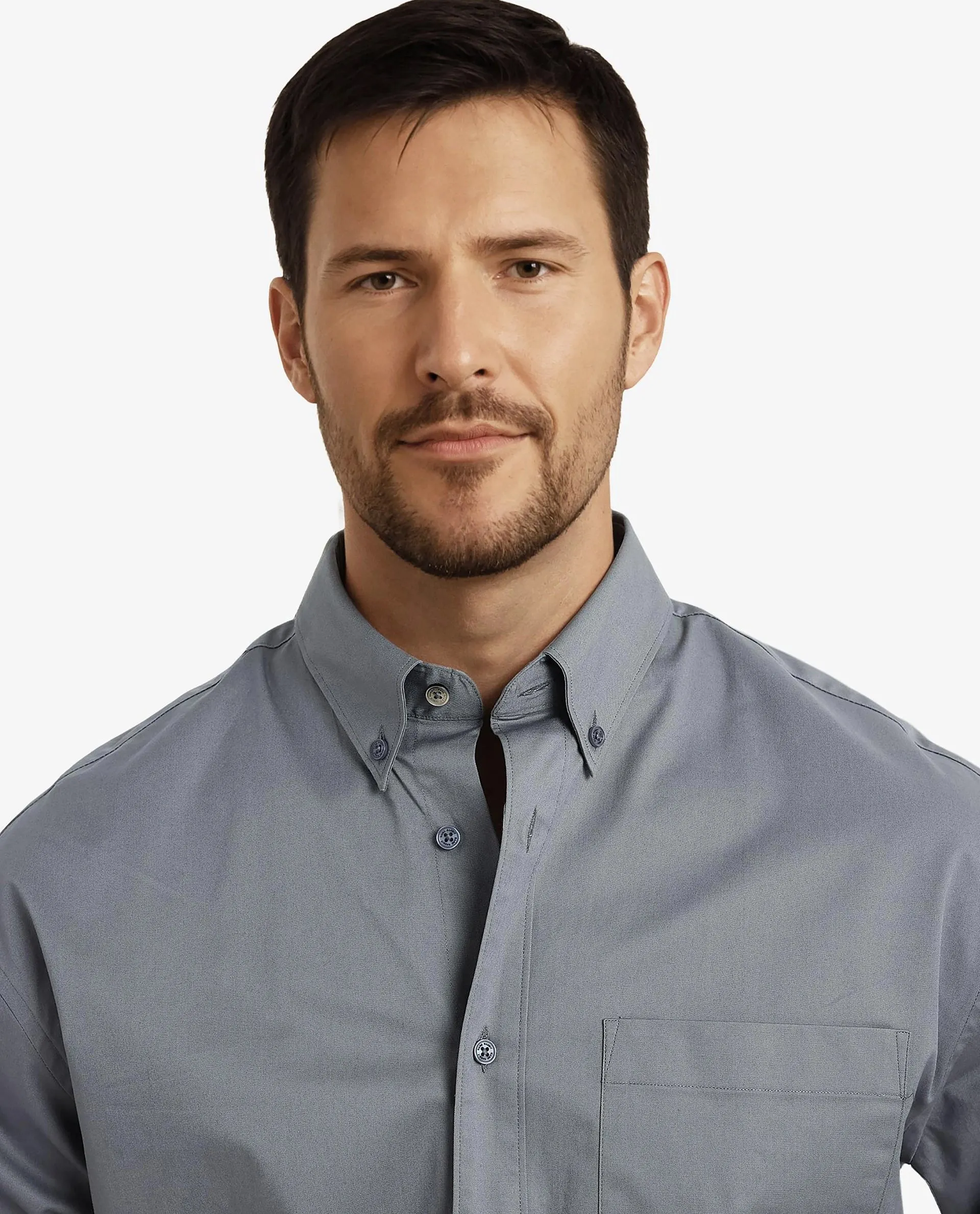 Rare Rabbit Men's Zord Grey Cotton Fabric Full Sleeves Collared Neck Plain Boxy Fit Shirt