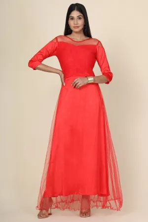 Red Pleat Draped Gown