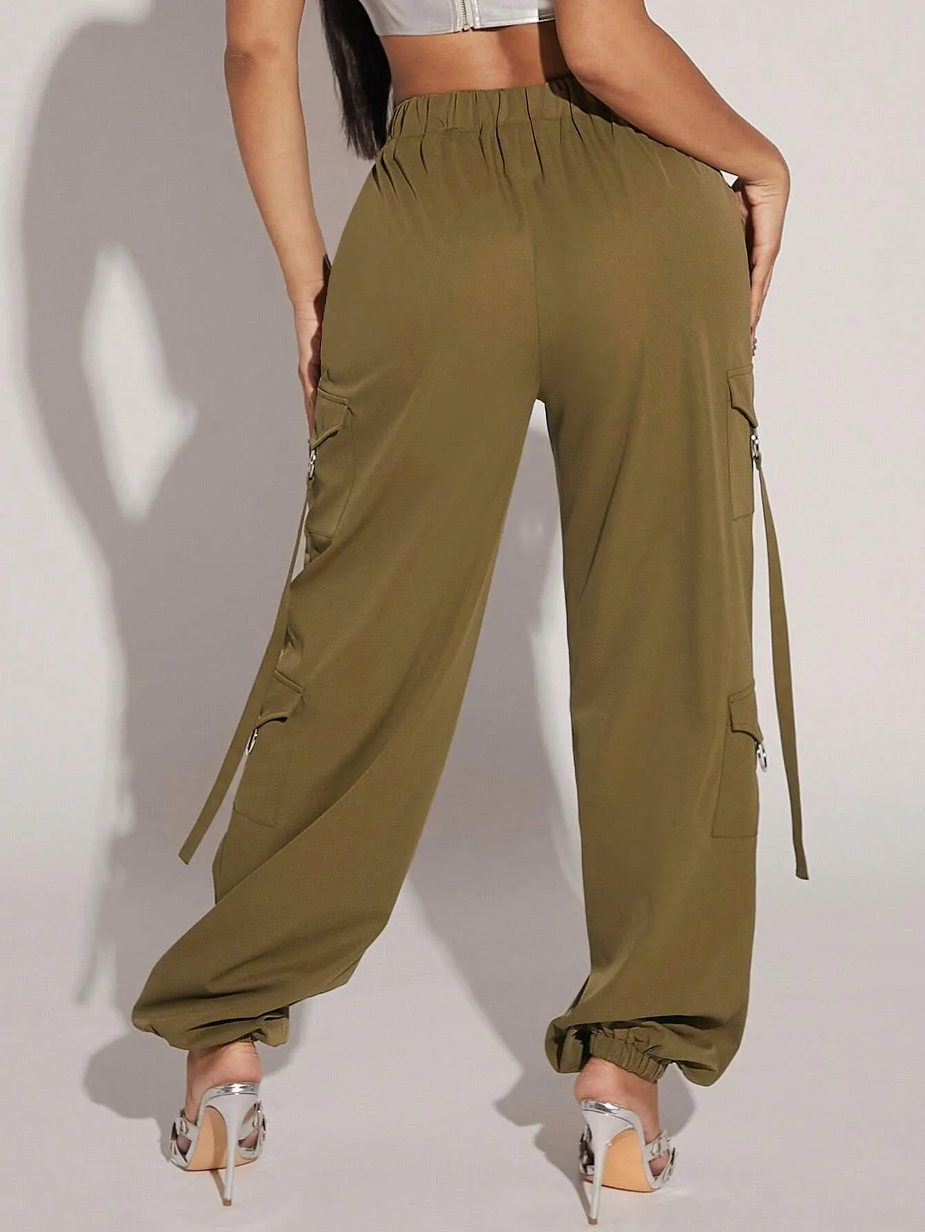 Reflective Tape Flap Pocket Side Cargo Pants