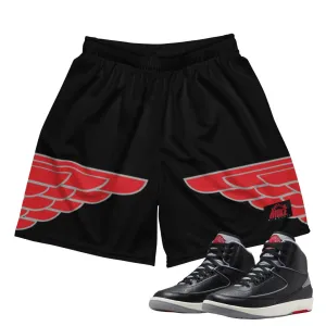 RETRO 2 BLACK CEMENT WING MESH SHORTS