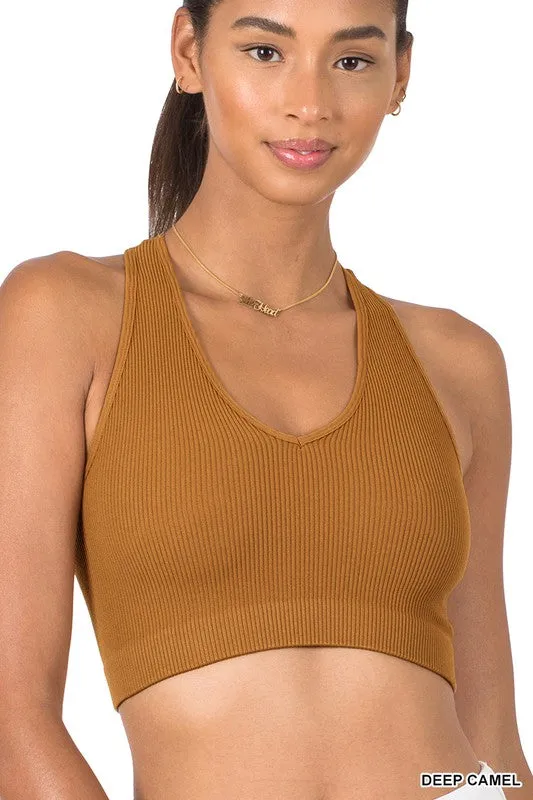 Ribbed Cropped Racerback Tank Top bralette Brami by Zenana - 32 colors
