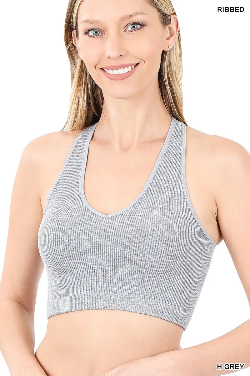 Ribbed Cropped Racerback Tank Top bralette Brami by Zenana - 32 colors