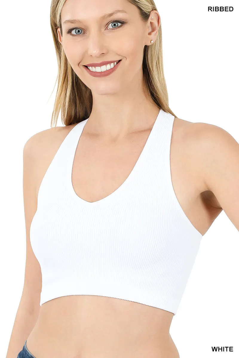Ribbed Cropped Racerback Tank Top bralette Brami by Zenana - 32 colors