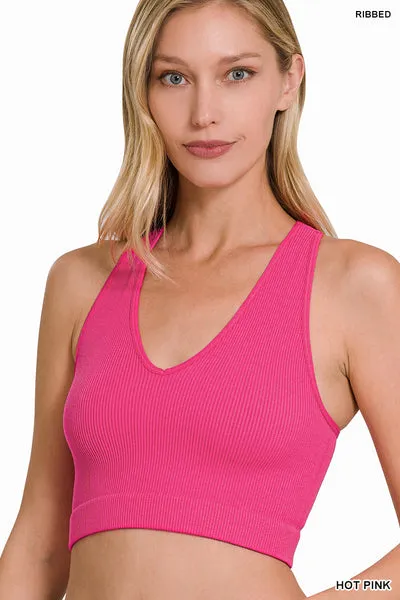 Ribbed Cropped Racerback Tank Top bralette Brami by Zenana - 32 colors