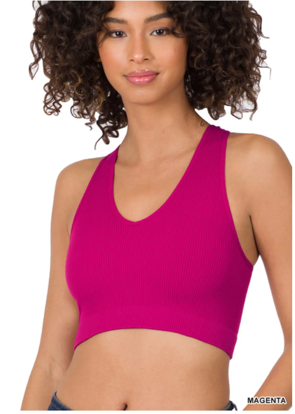 Ribbed Cropped Racerback Tank Top bralette Brami by Zenana - 32 colors