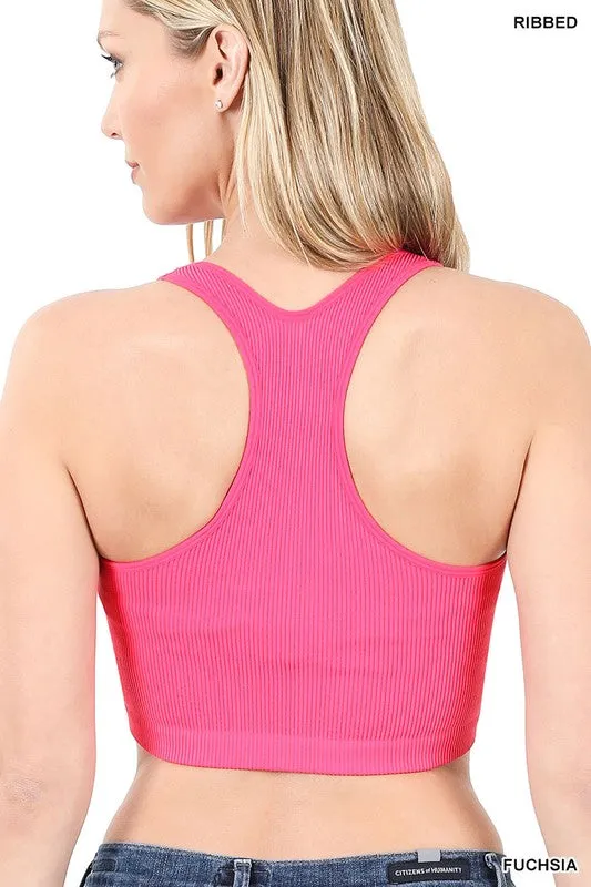 Ribbed Cropped Racerback Tank Top bralette Brami by Zenana - 32 colors