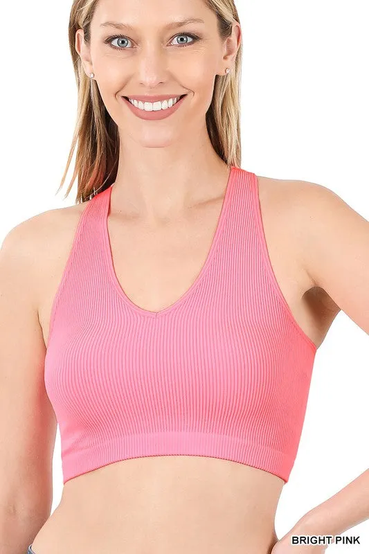 Sadie Ribbed V-Style Crop Top~ Multiple Colors