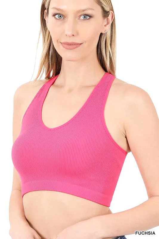 Sadie Ribbed V-Style Crop Top~ Multiple Colors