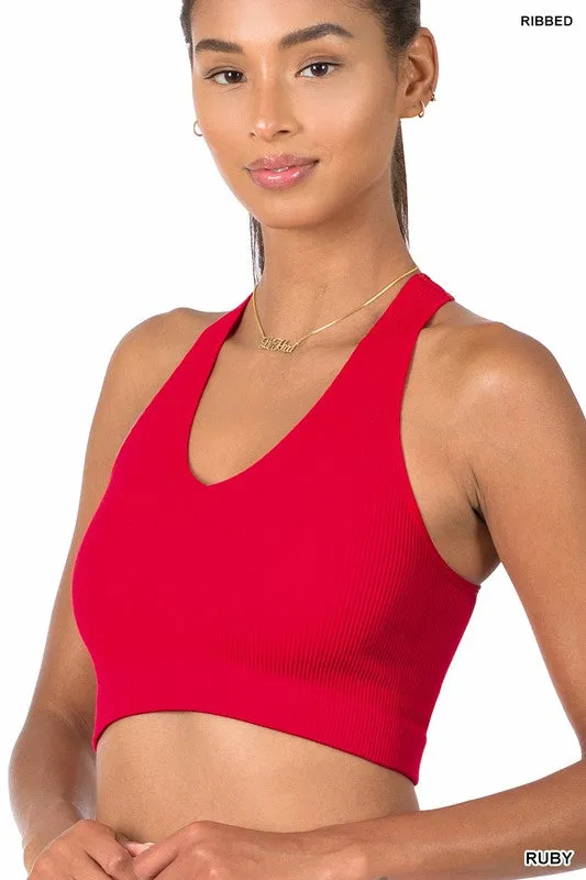 Sadie Ribbed V-Style Crop Top~ Multiple Colors