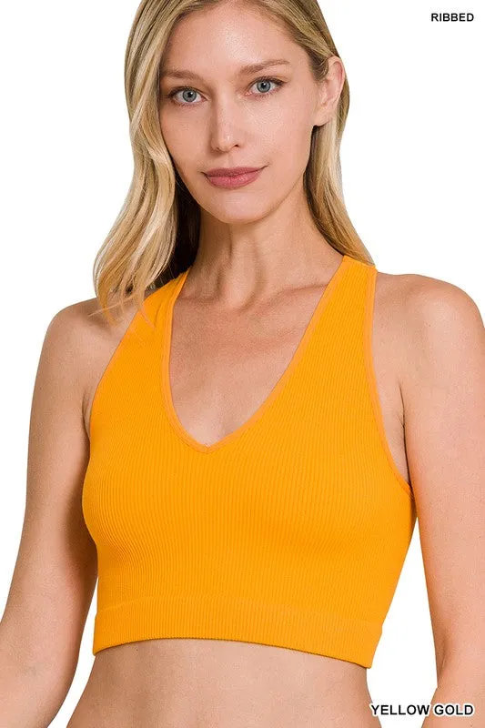 Sadie Ribbed V-Style Crop Top~ Multiple Colors