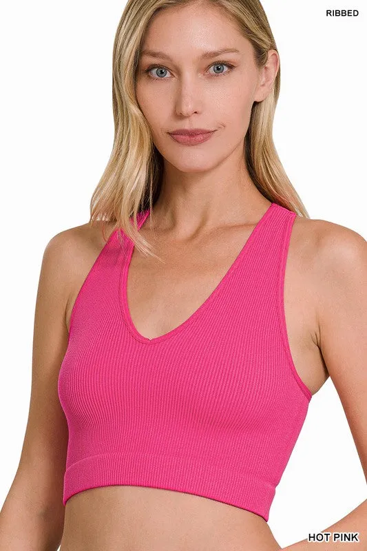Sadie Ribbed V-Style Crop Top~ Multiple Colors