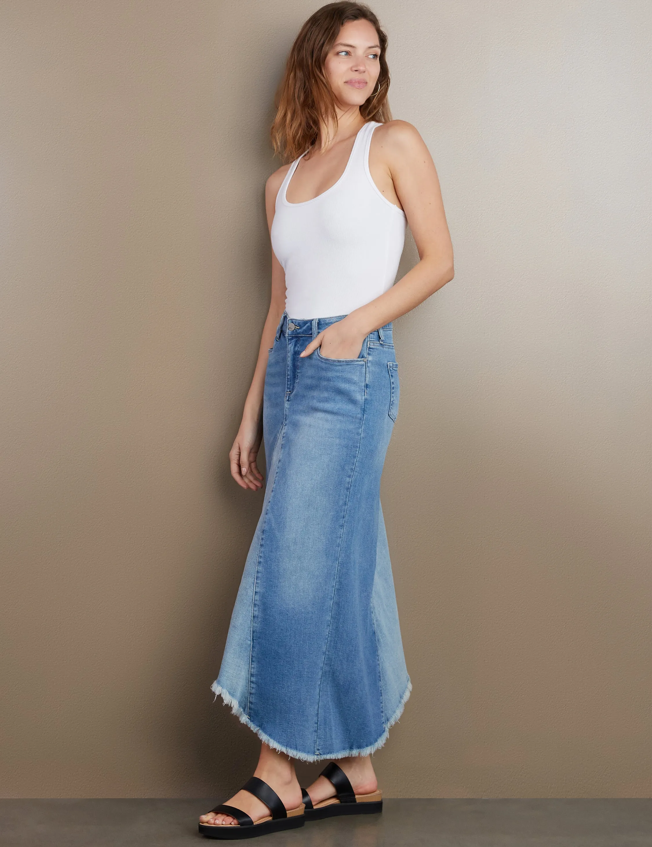 Selma Pieced Denim Maxi Skirt