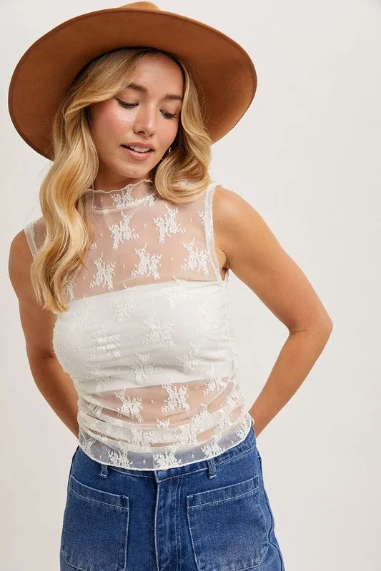 Sheer Floral Muscle Style Tank