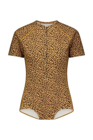 Short Sleeve Rash Guard Body Suit-Animal Print (final-sale)